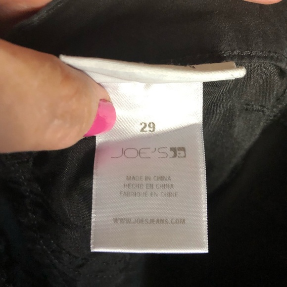 JOE’s Jeans MIA High Rise Coated Denim Wide Leg Cut Off Hem Black Size 29 - Picture 14 of 16